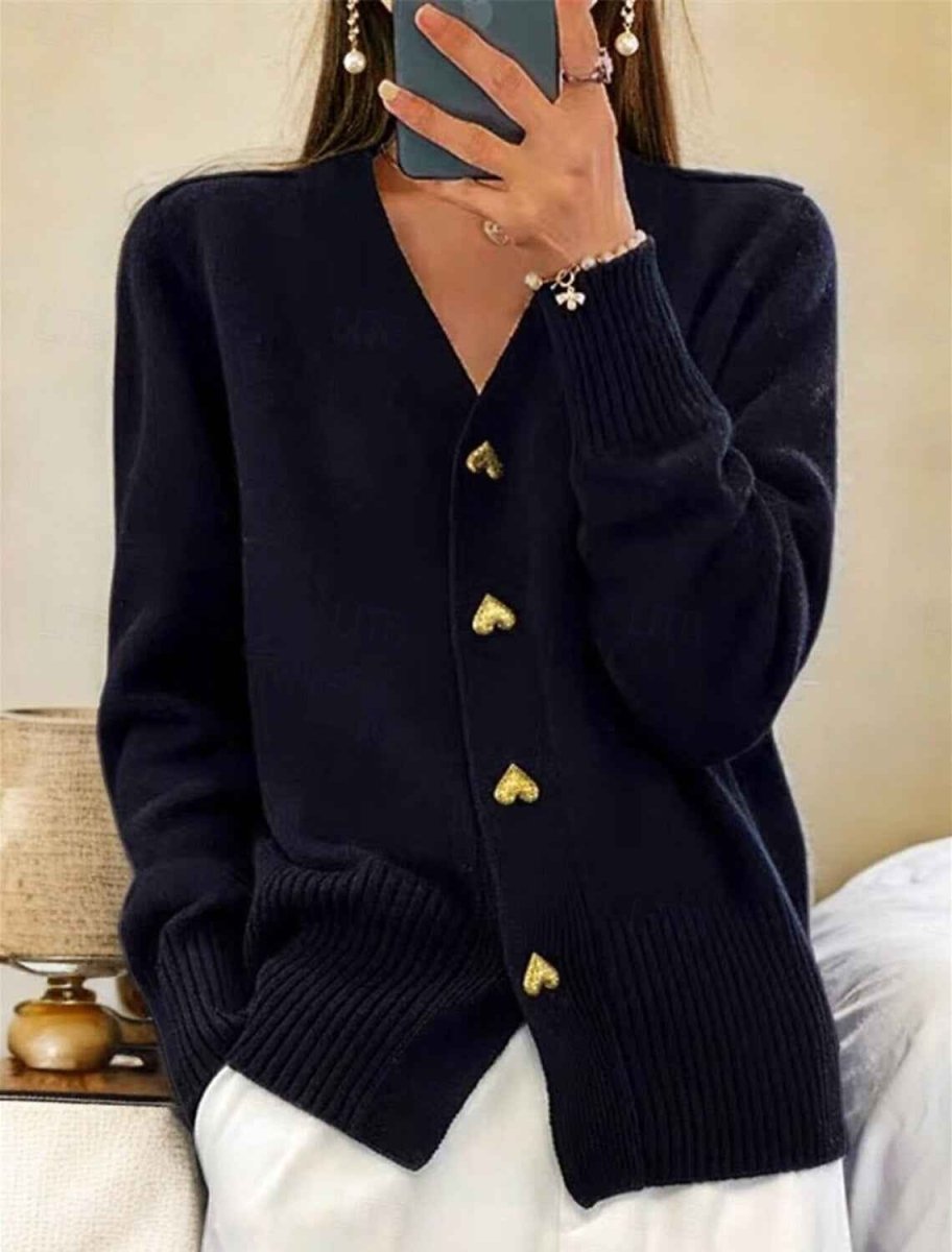 Aurelia Heart-Button Knit Cardigan