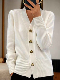 Aurelia Heart-Button Knit Cardigan