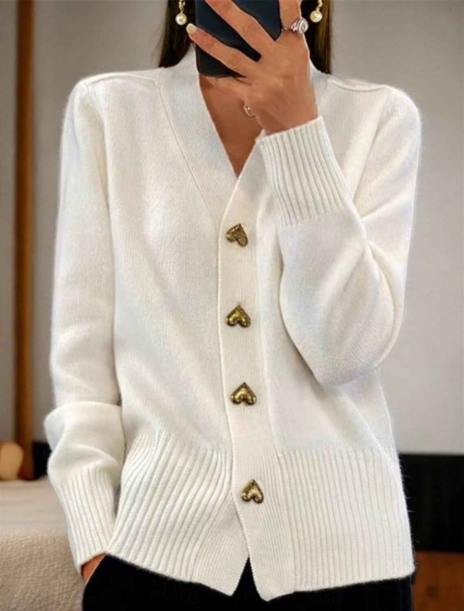 Aurelia Heart-Button Knit Cardigan