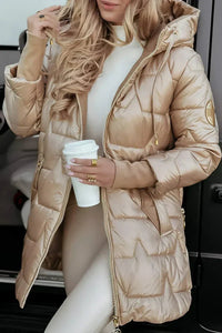 Aurelia Metallic Hooded Puffer Jacket