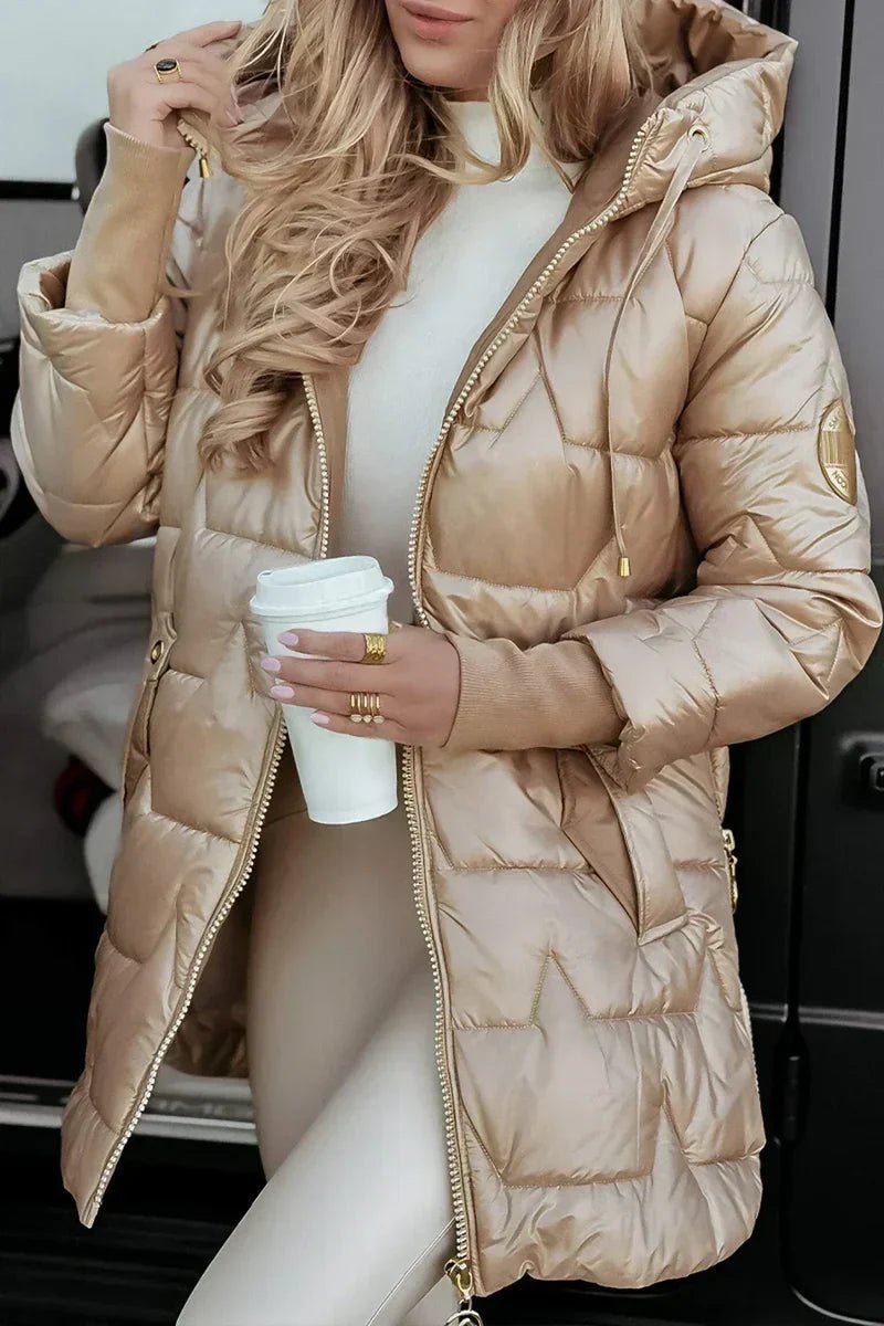 Aurelia Metallic Hooded Puffer Jacket