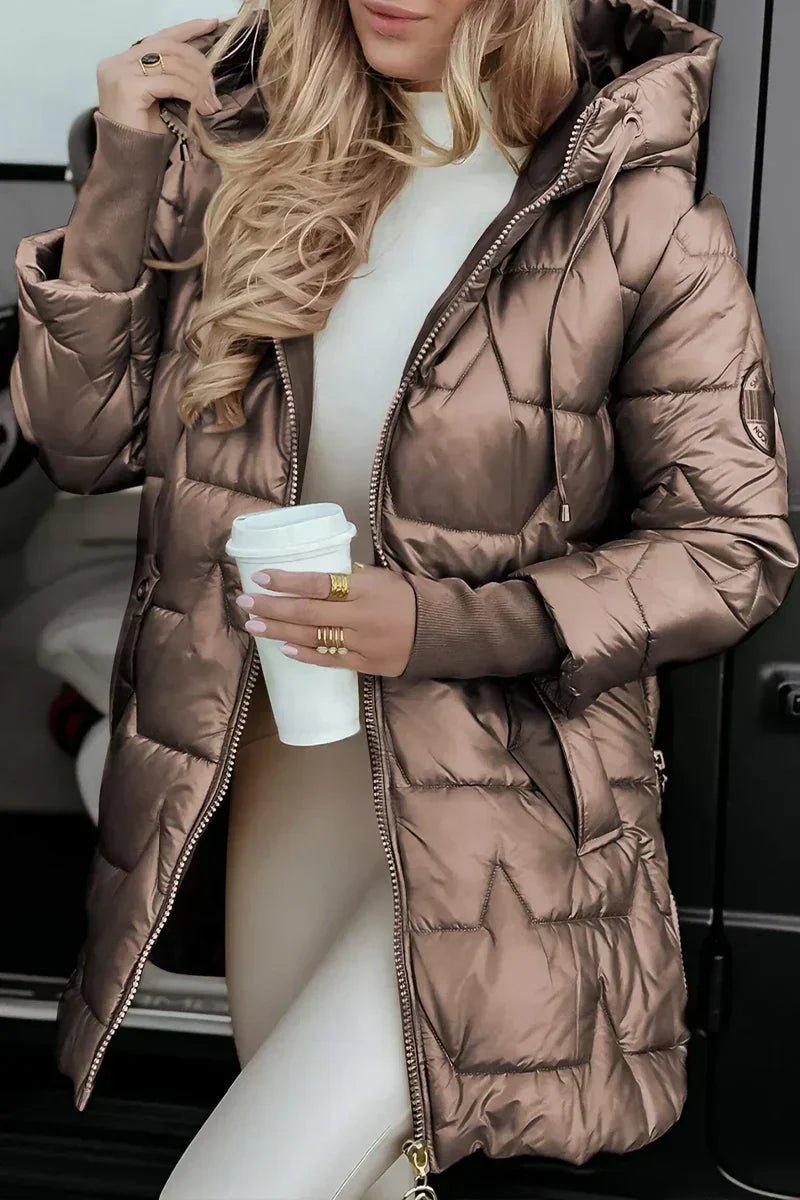 Aurelia Metallic Hooded Puffer Jacket