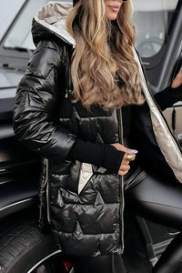 Aurelia Metallic Hooded Puffer Jacket