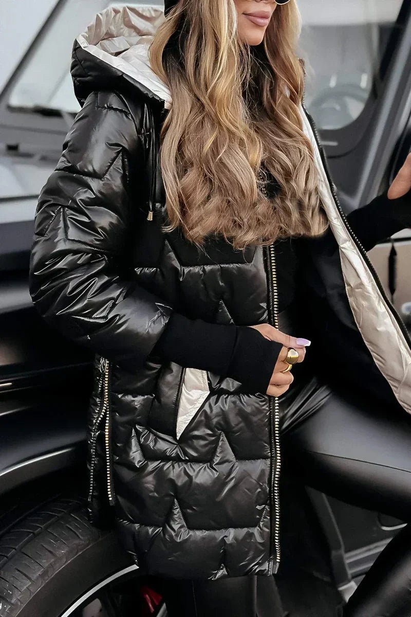 Aurelia Metallic Hooded Puffer Jacket