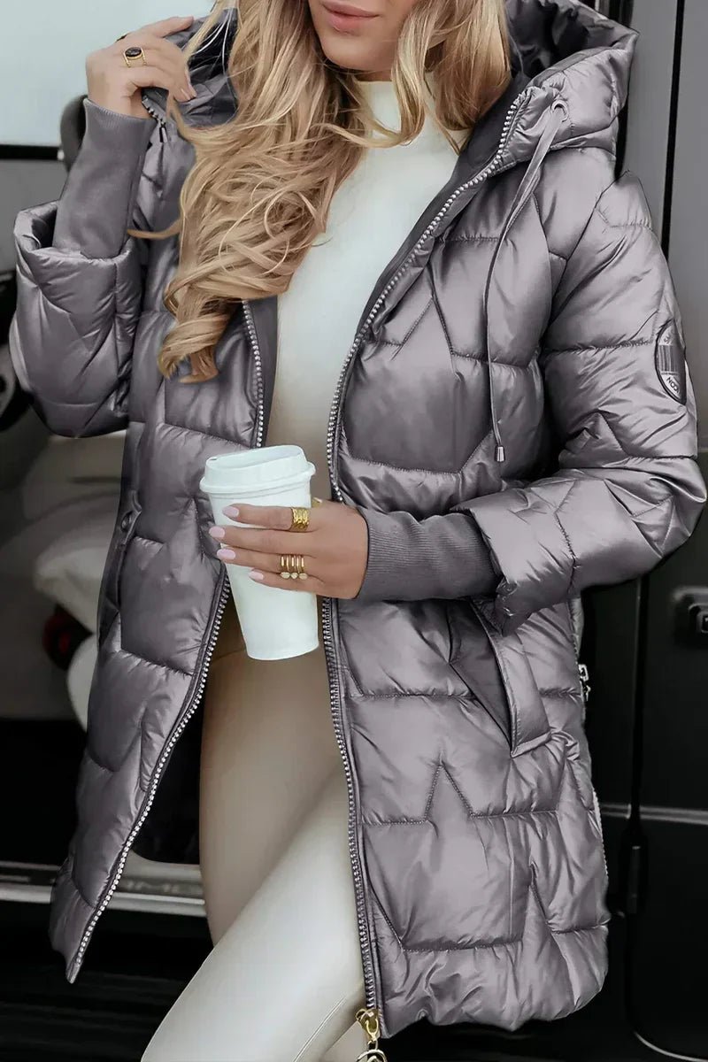 Aurelia Metallic Hooded Puffer Jacket
