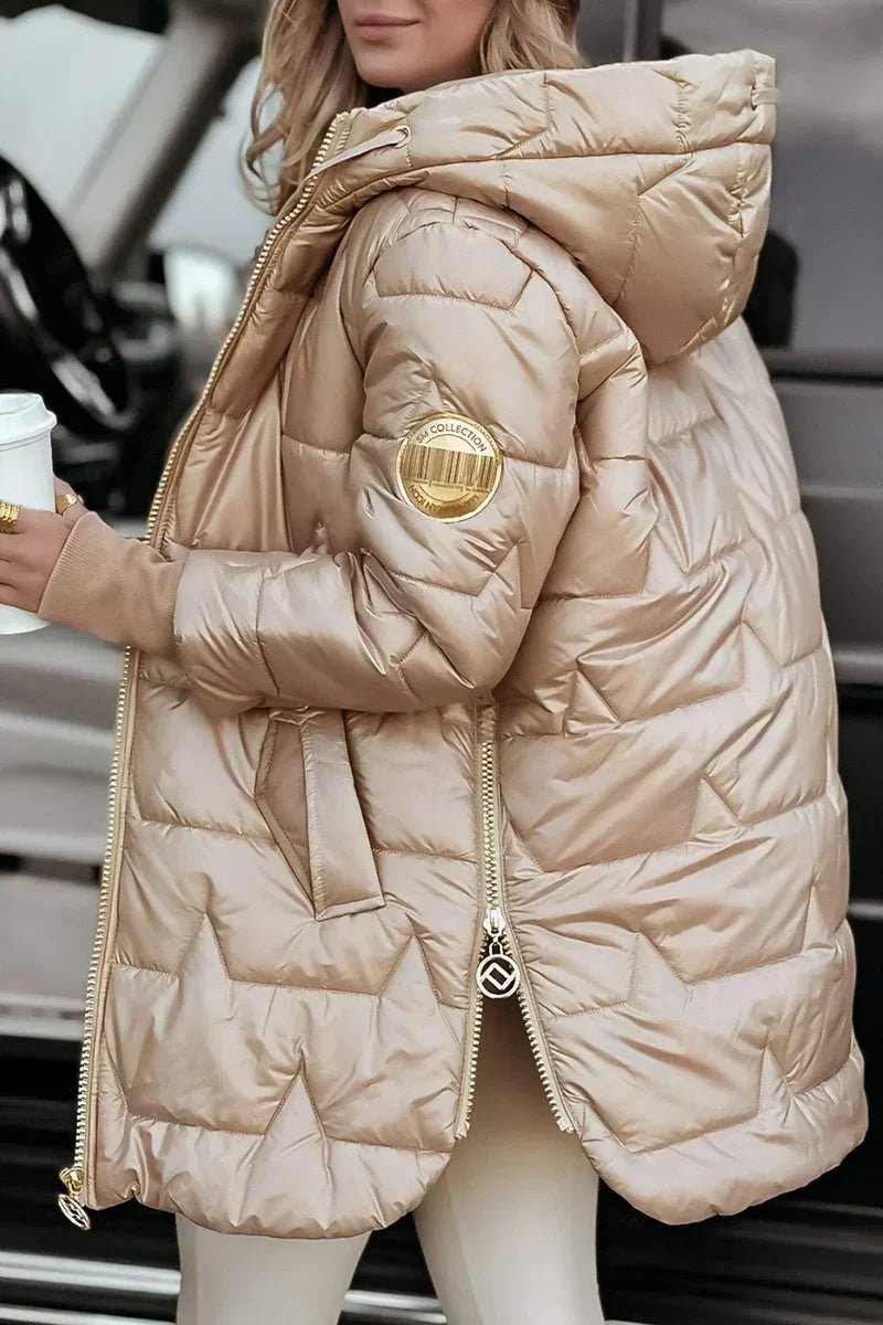 Aurelia Metallic Hooded Puffer Jacket