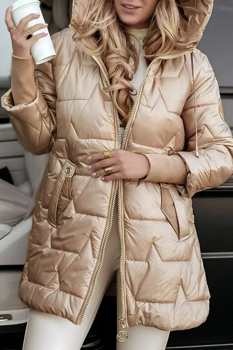 Aurelia Metallic Hooded Puffer Jacket