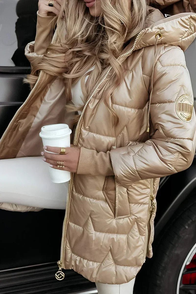 Aurelia Metallic Hooded Puffer Jacket