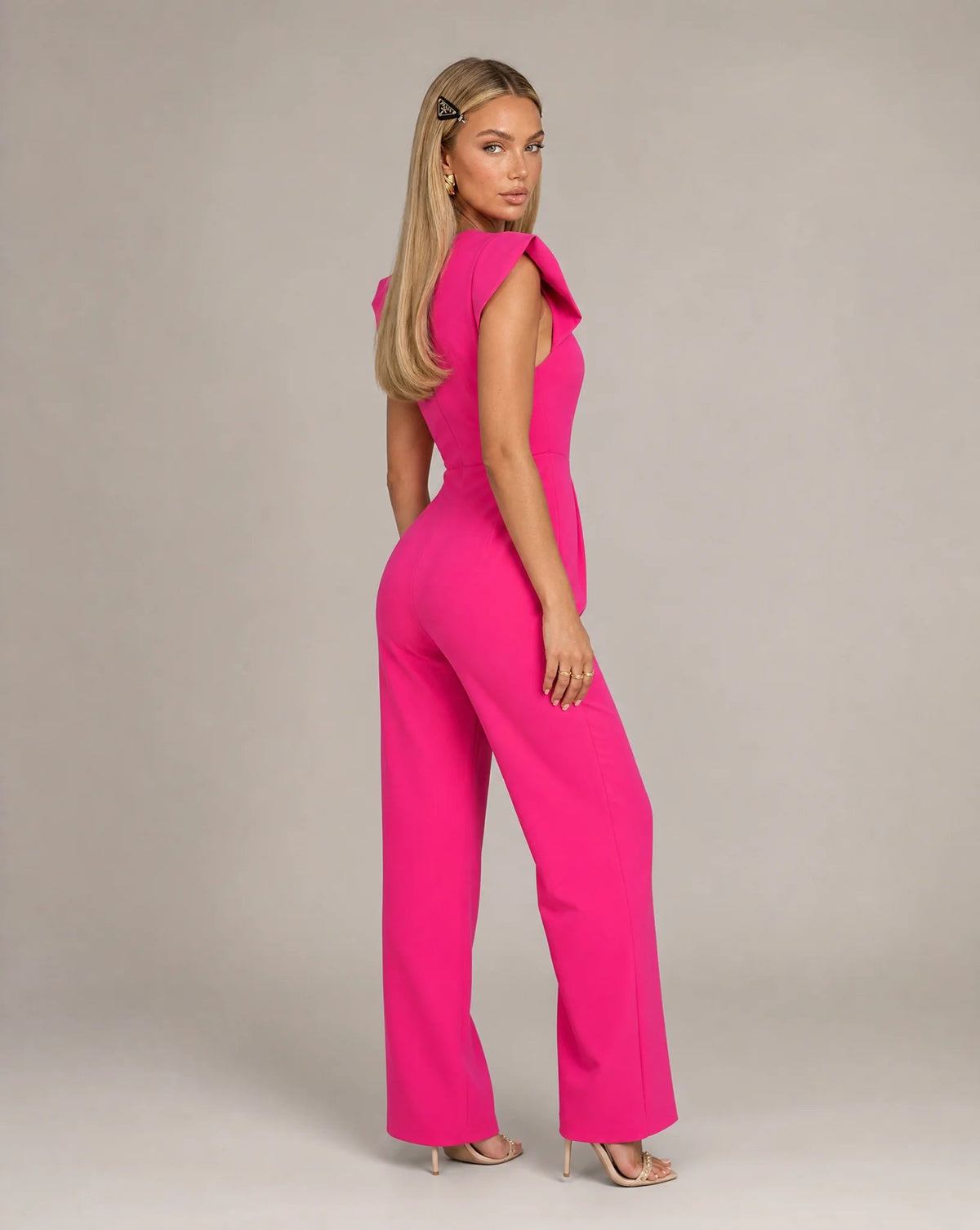 Aurelia Ruffle-Sleeve Belted Wide-Leg Jumpsuit