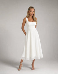 Aurelia Square-Neck A-Line Midi Dress