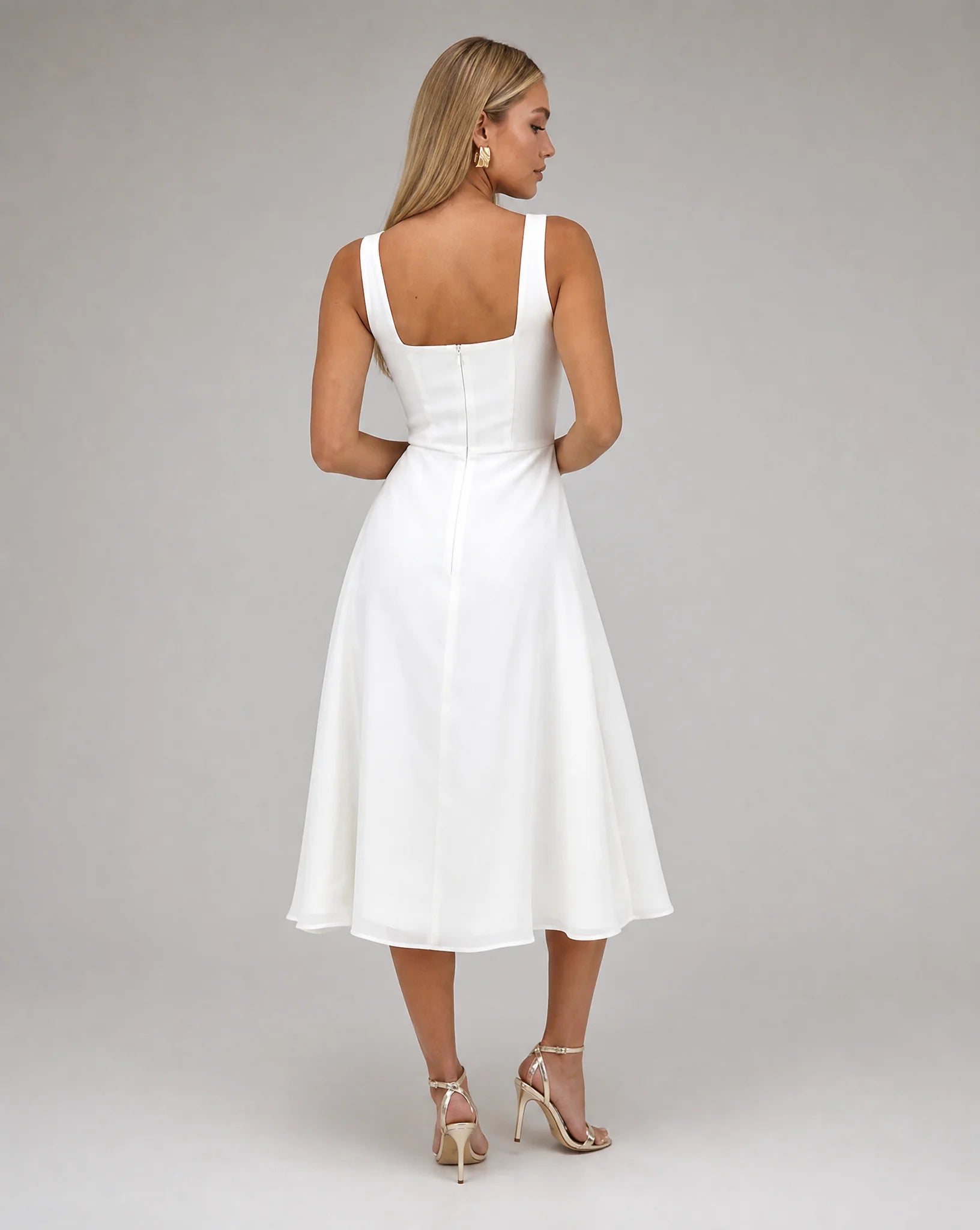Aurelia Square-Neck A-Line Midi Dress