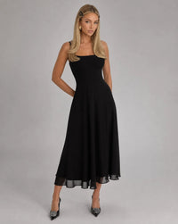 Aurelia Square-Neck A-Line Midi Dress