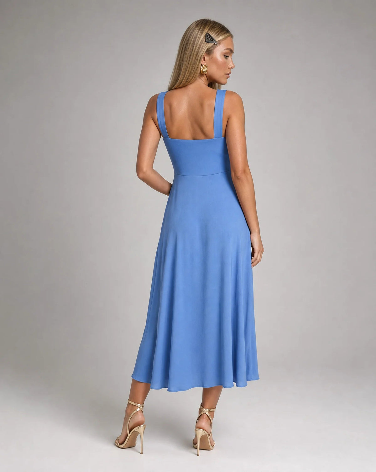 Aurelia Square-Neck A-Line Midi Dress