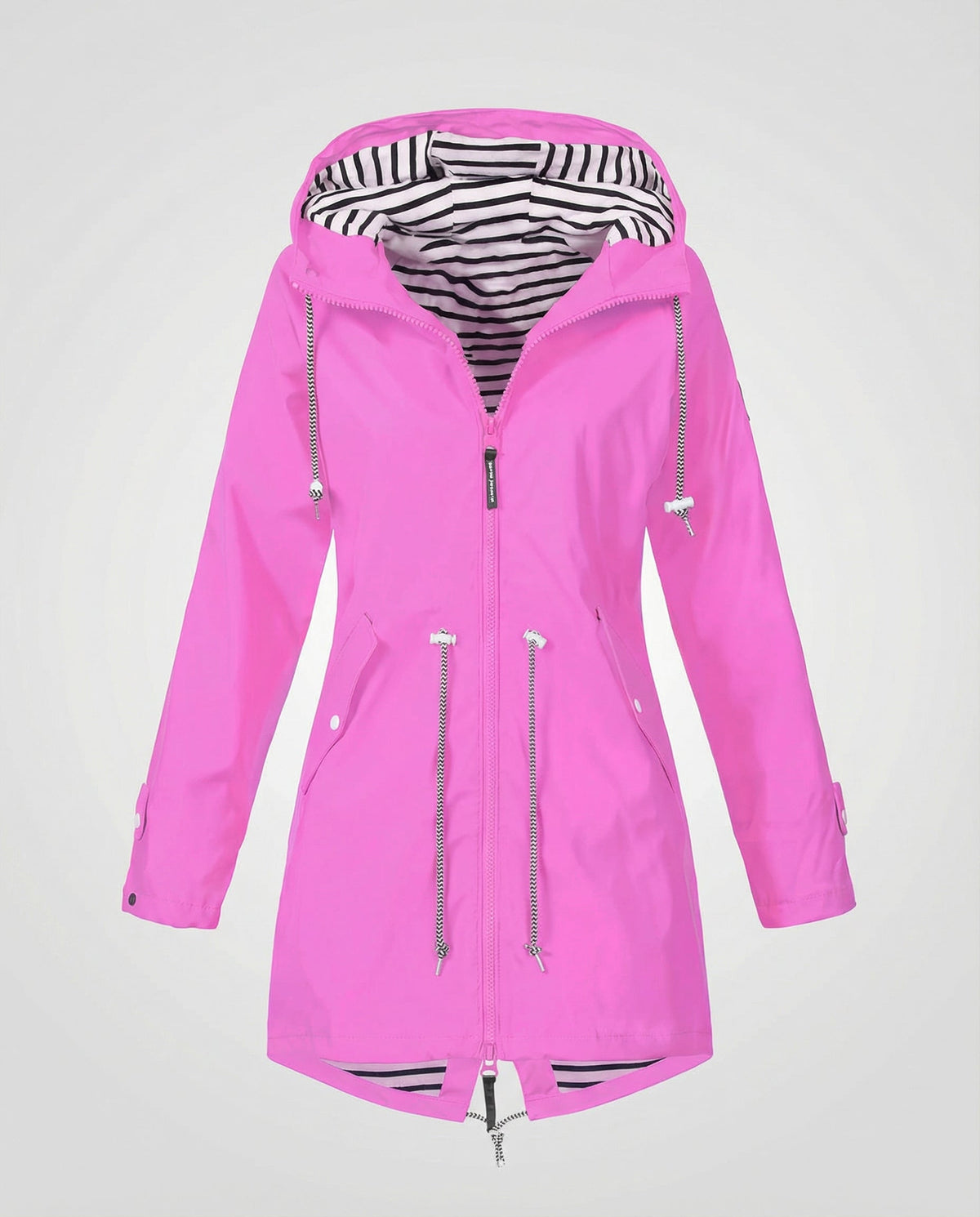 Aurelia Striped-Lined Waterproof Parka Raincoat