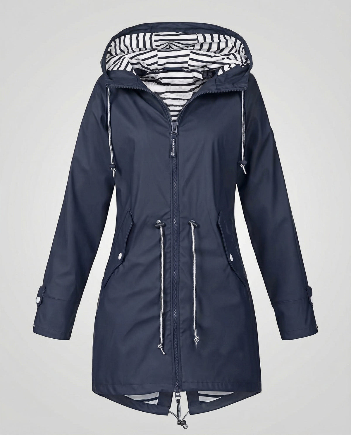 Aurelia Striped-Lined Waterproof Parka Raincoat