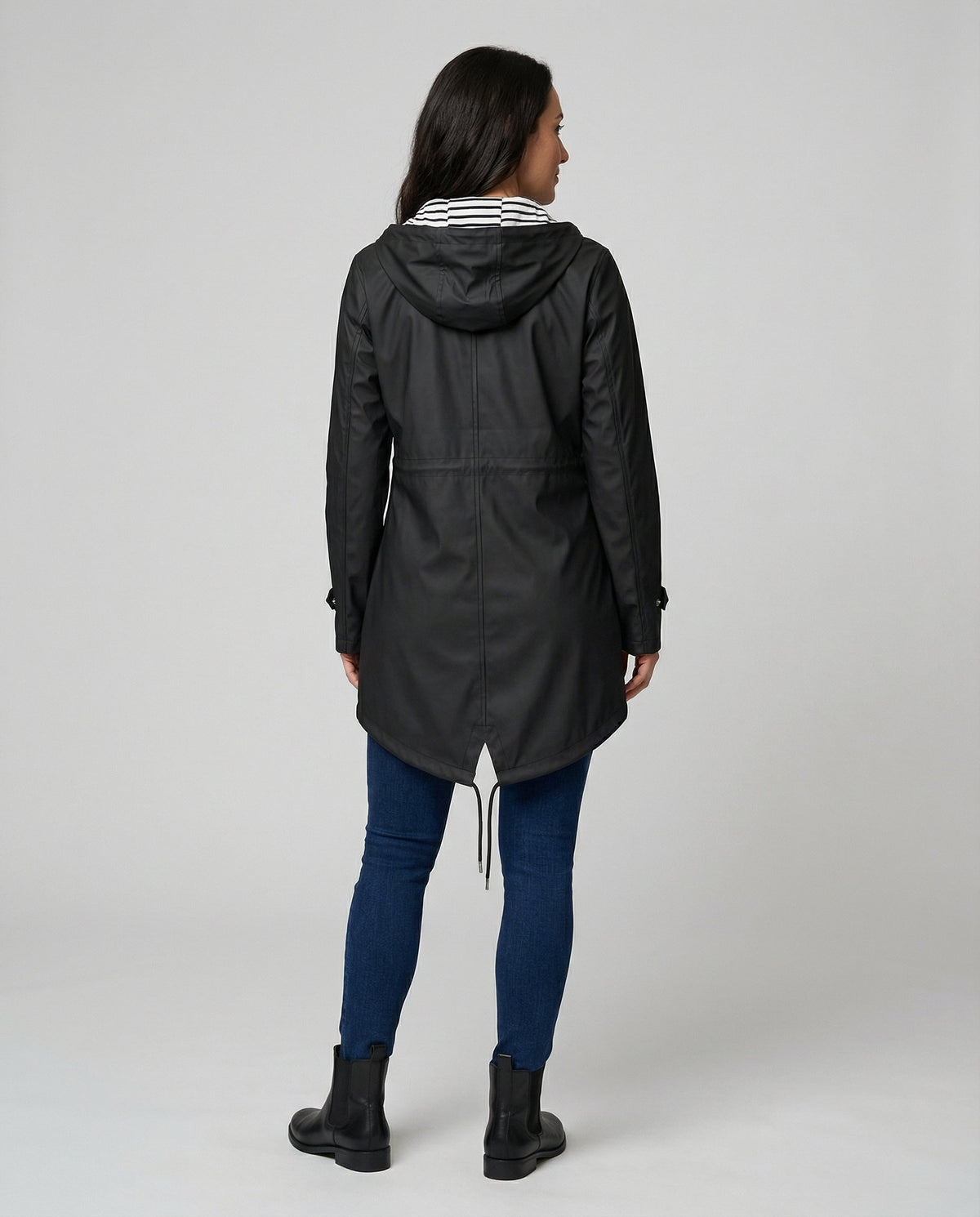 Aurelia Striped-Lined Waterproof Parka Raincoat