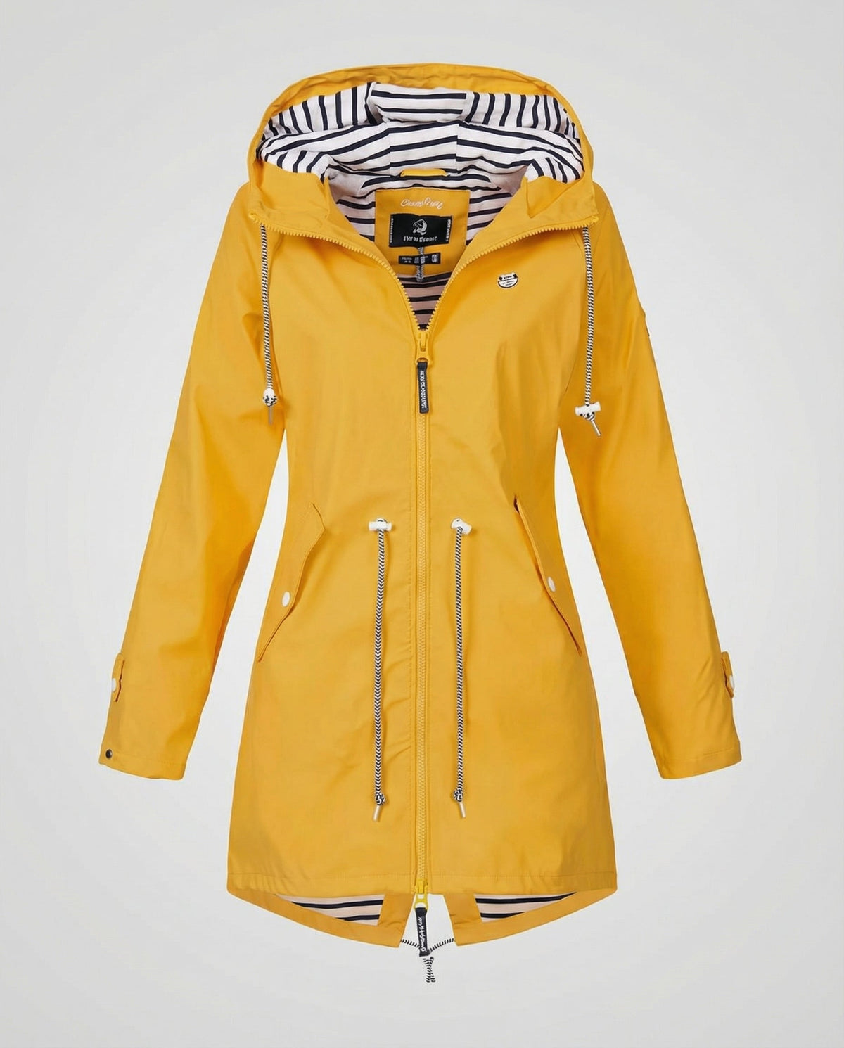 Aurelia Striped-Lined Waterproof Parka Raincoat