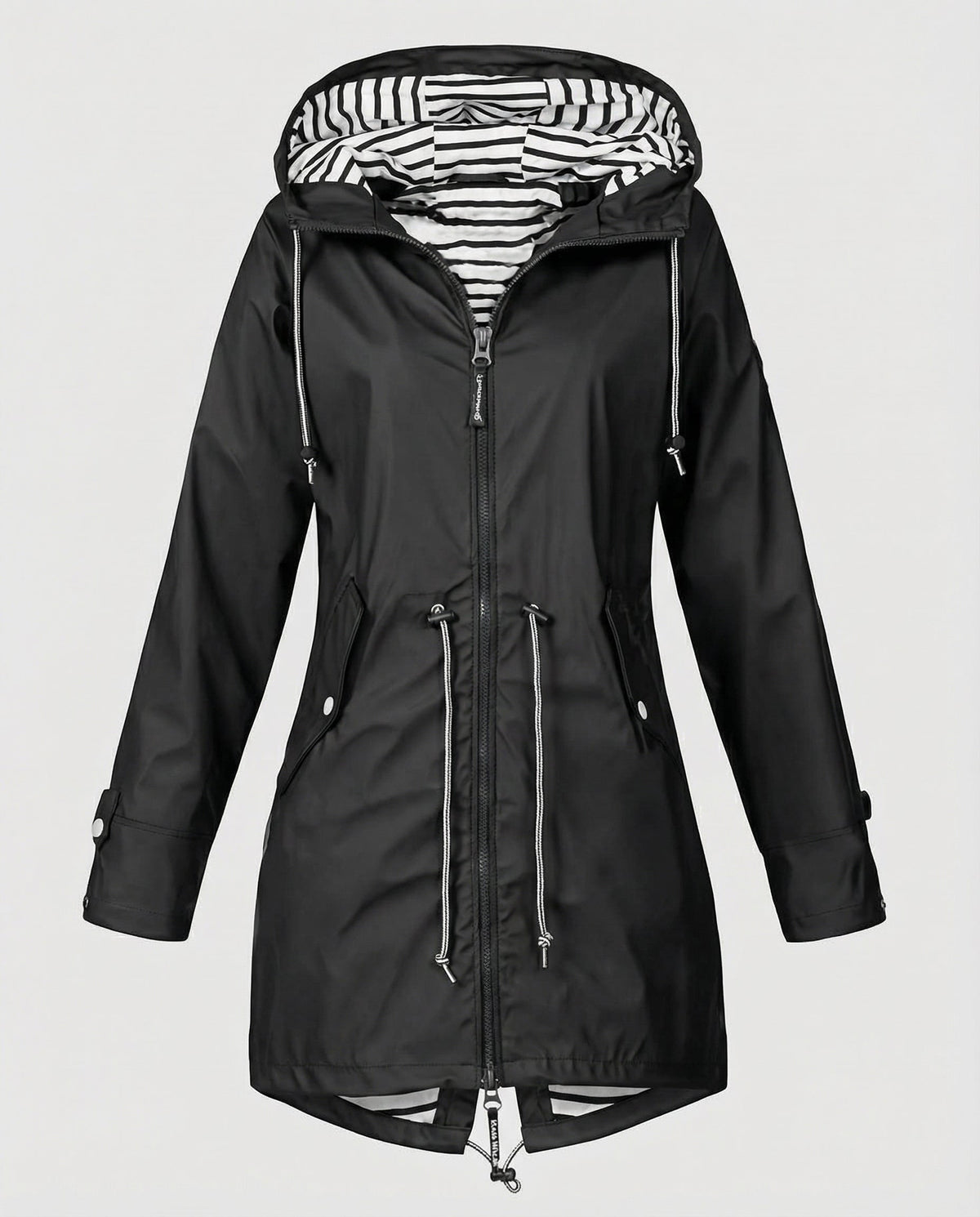 Aurelia Striped-Lined Waterproof Parka Raincoat