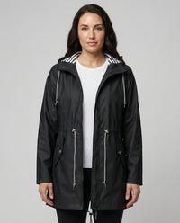 Aurelia Striped-Lined Waterproof Parka Raincoat