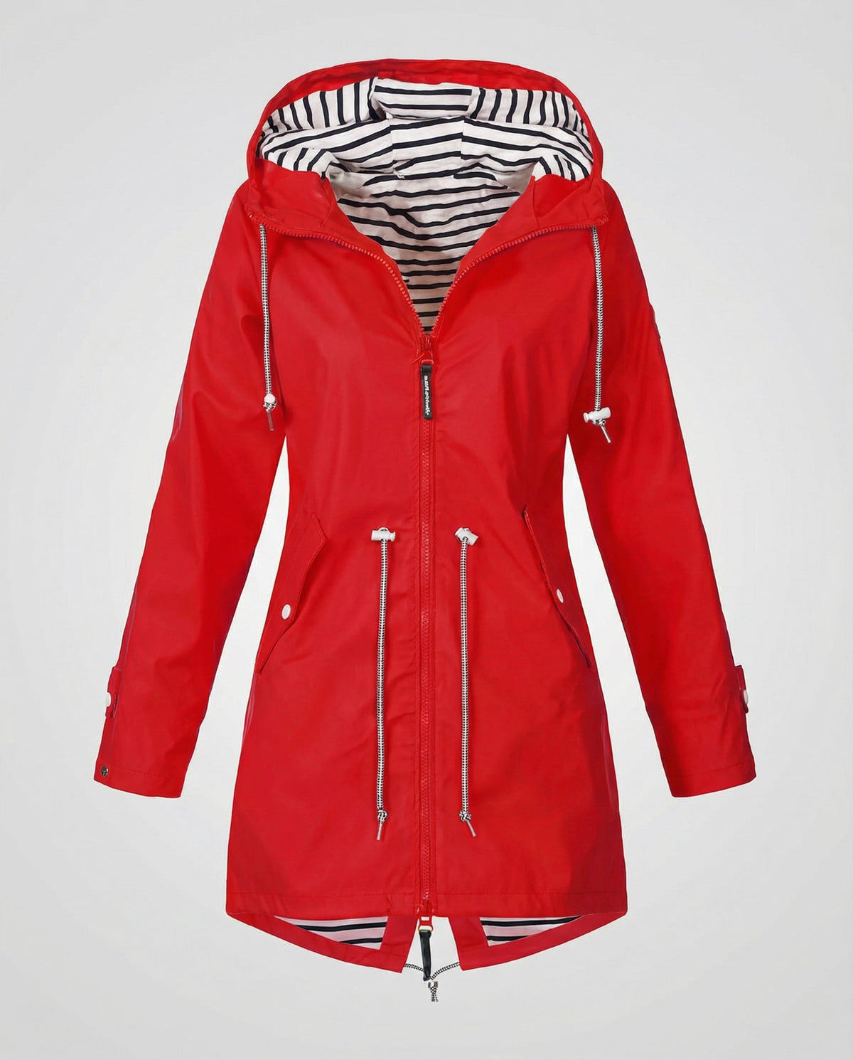 Aurelia Striped-Lined Waterproof Parka Raincoat
