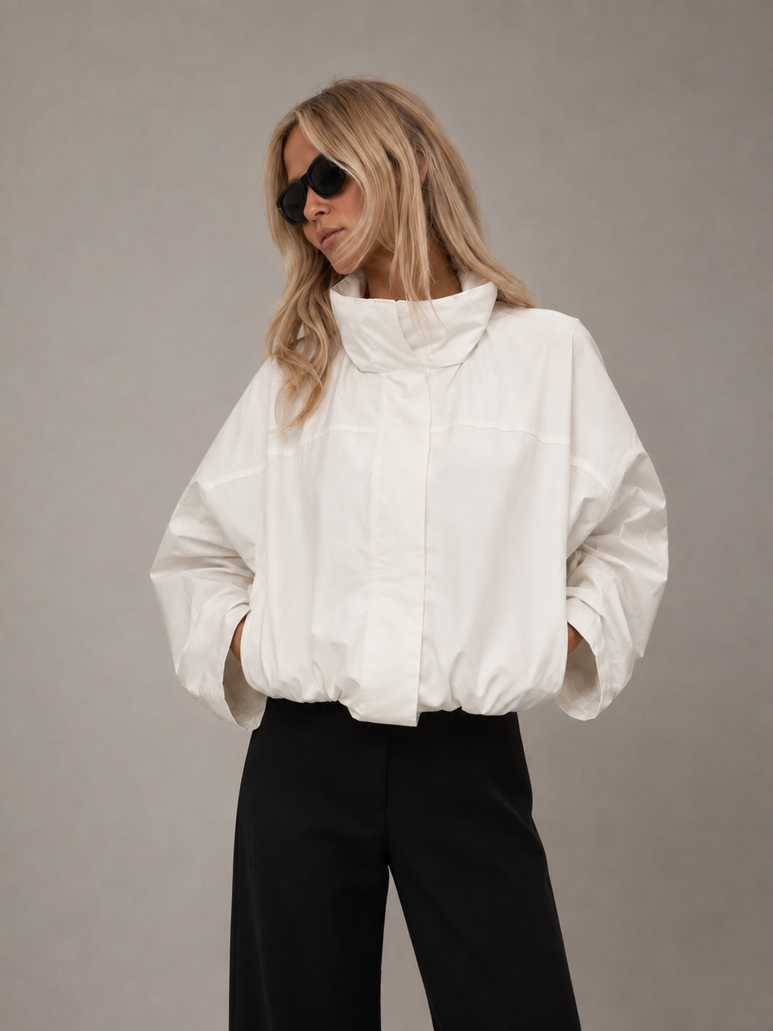 Aurelia High-Neck Oversized Lightweight Windbreaker Jacket