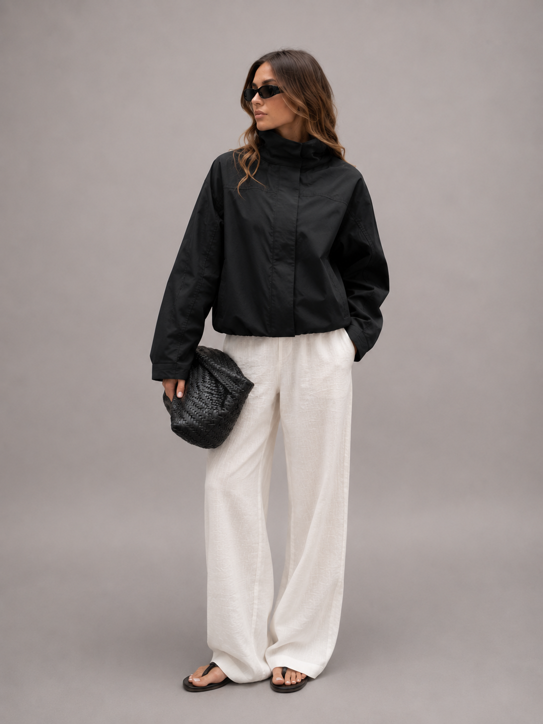 Aurelia High-Neck Oversized Lightweight Windbreaker Jacket