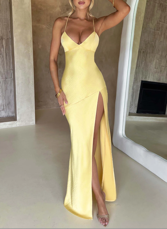 Aurélie Satin Split Evening Gown