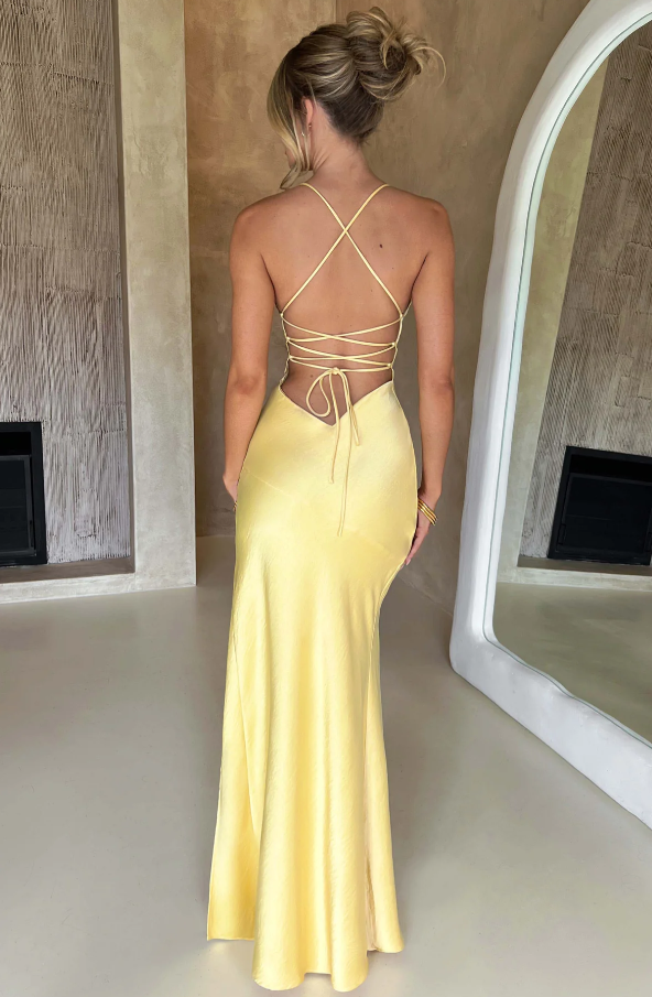 Aurélie Satin Split Evening Gown