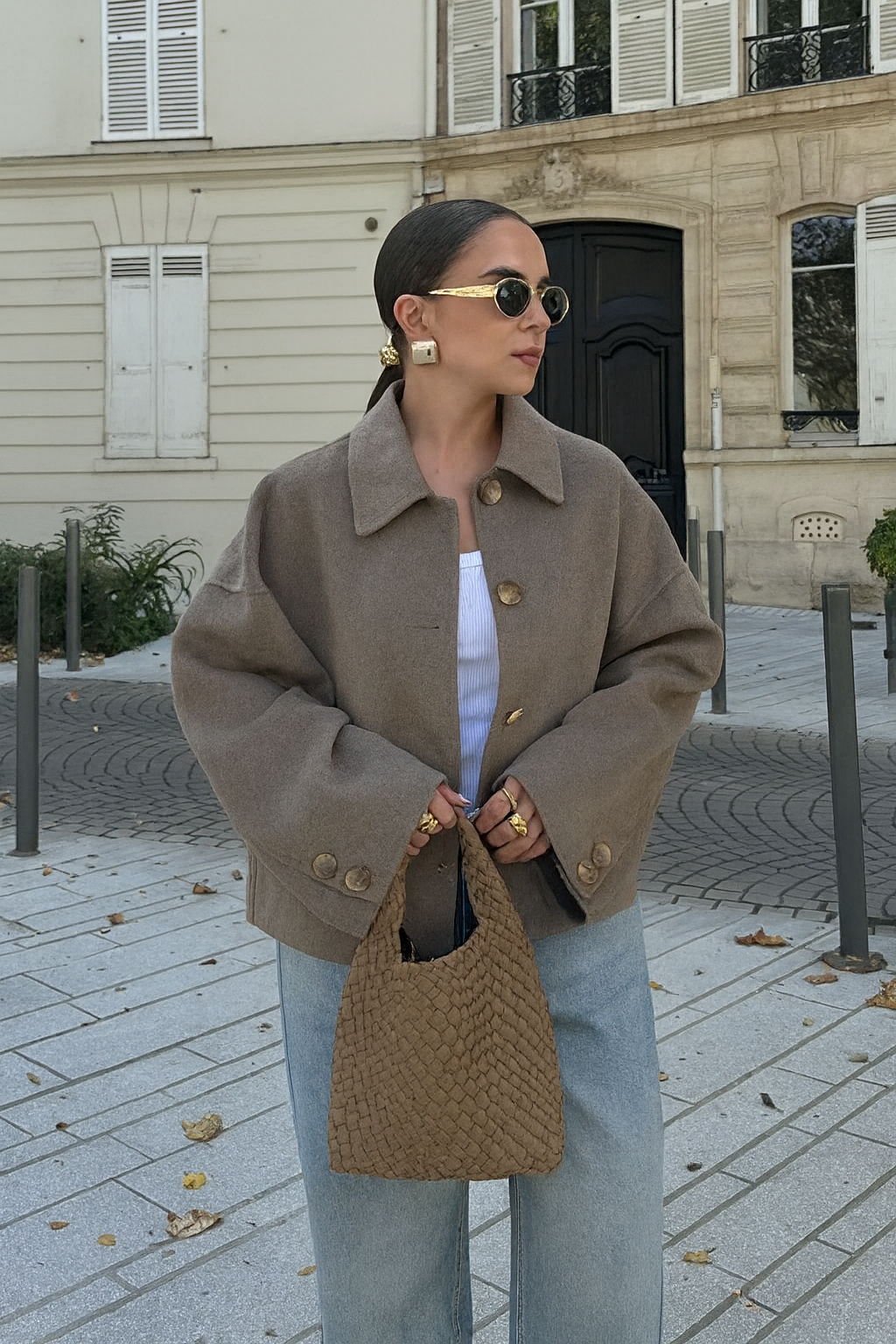 Aveline Boxy Cropped Wool-Blend Jacket