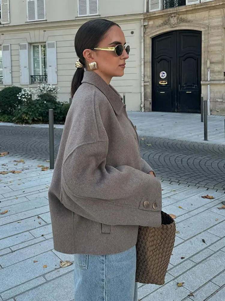 Aveline Boxy Cropped Wool-Blend Jacket
