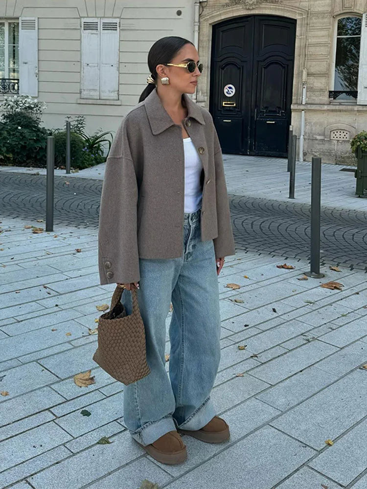 Aveline Boxy Cropped Wool-Blend Jacket