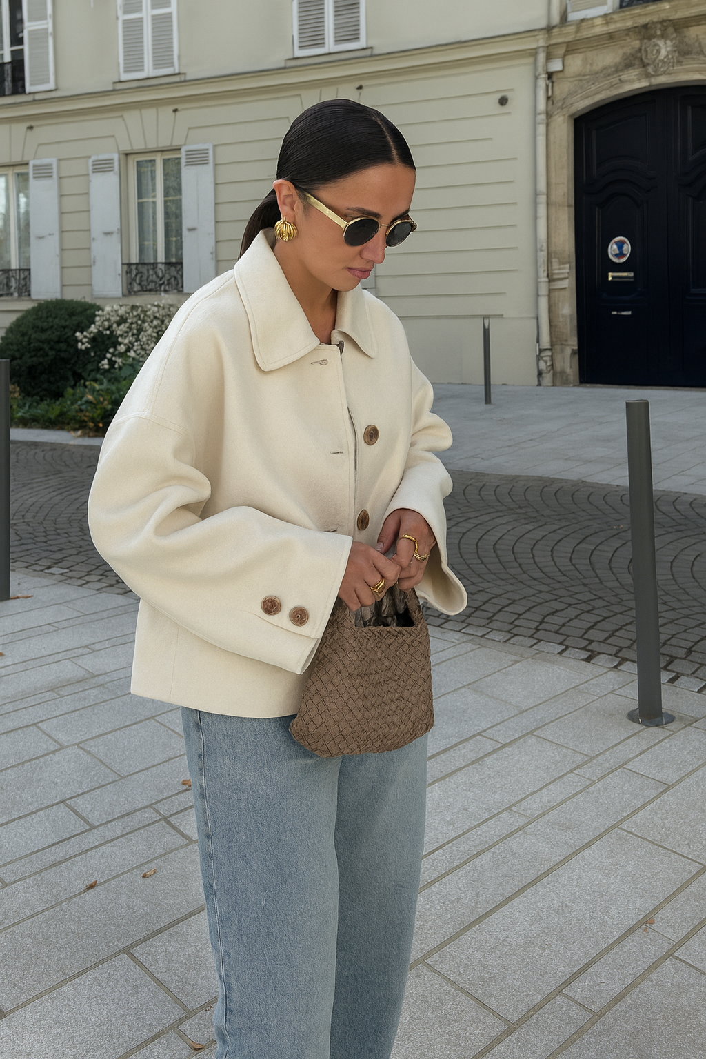 Aveline Boxy Cropped Wool-Blend Jacket