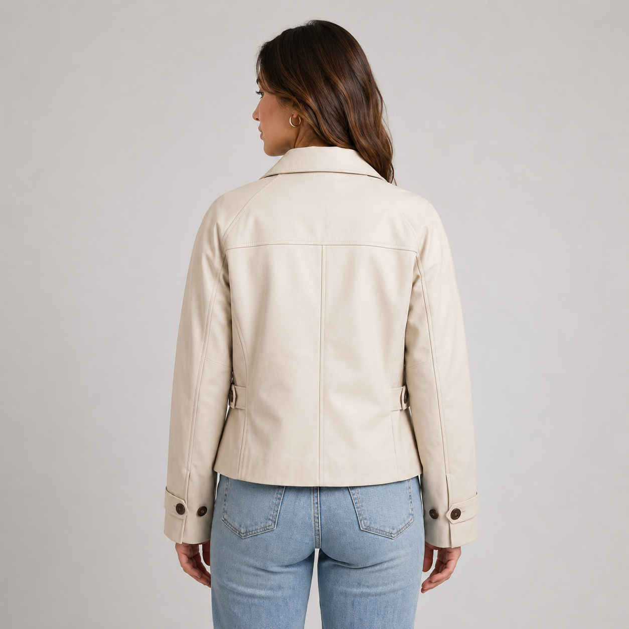 Aveline Cropped Classic-Collar Button Jacket