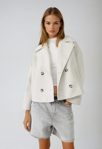 Aveline Cropped Double-Breasted Wool-Blend Short Coat