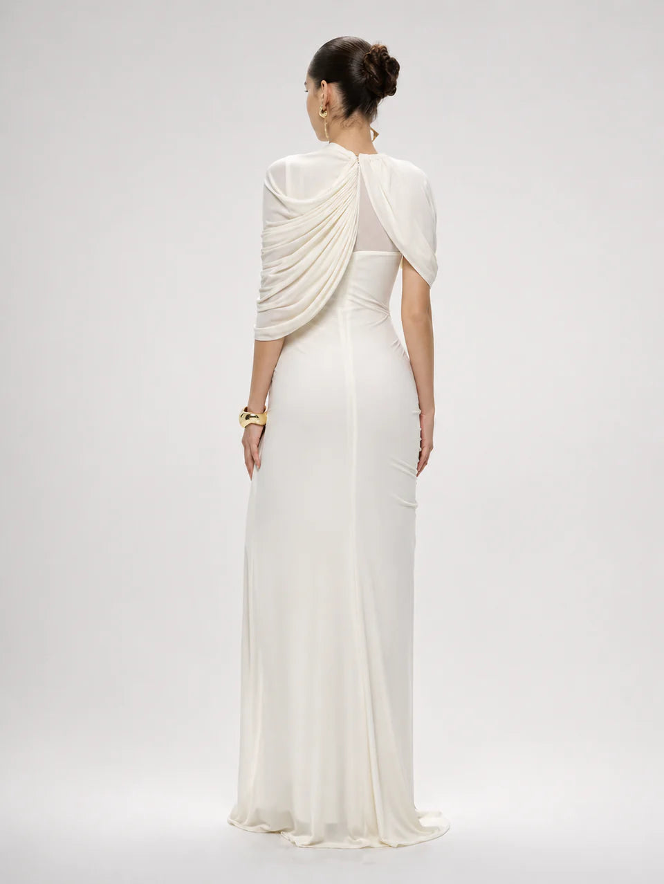 Aveline Draped Asymmetrical Maxi Dress Gown