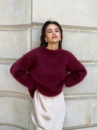 Aveline Fluffy Mohair-Blend Knit Sweater