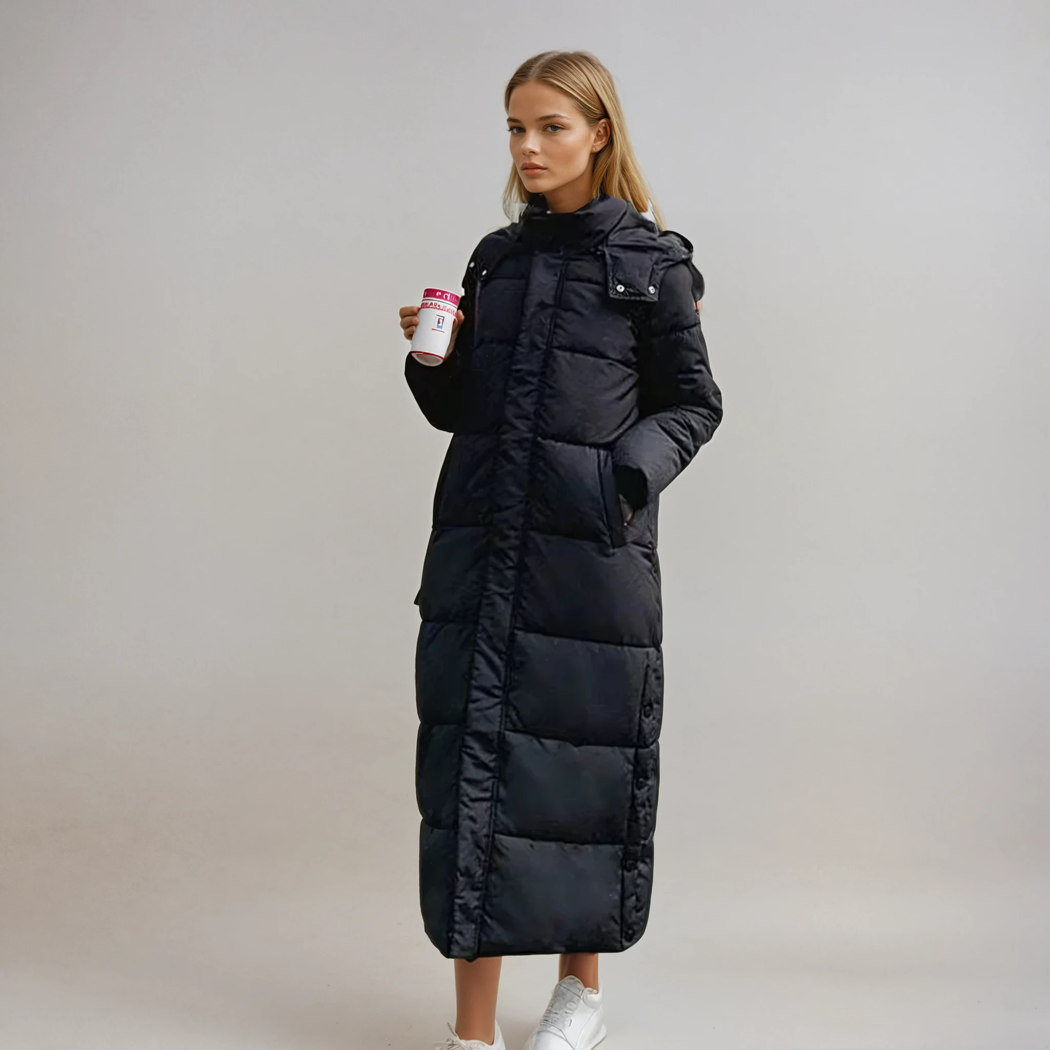 Aveline Longline Hooded Quilted Puffer Maxi Coat