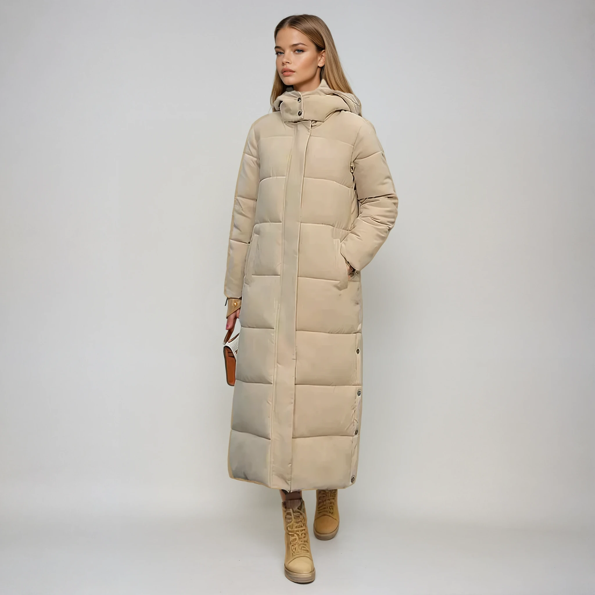 Aveline Longline Hooded Quilted Puffer Maxi Coat