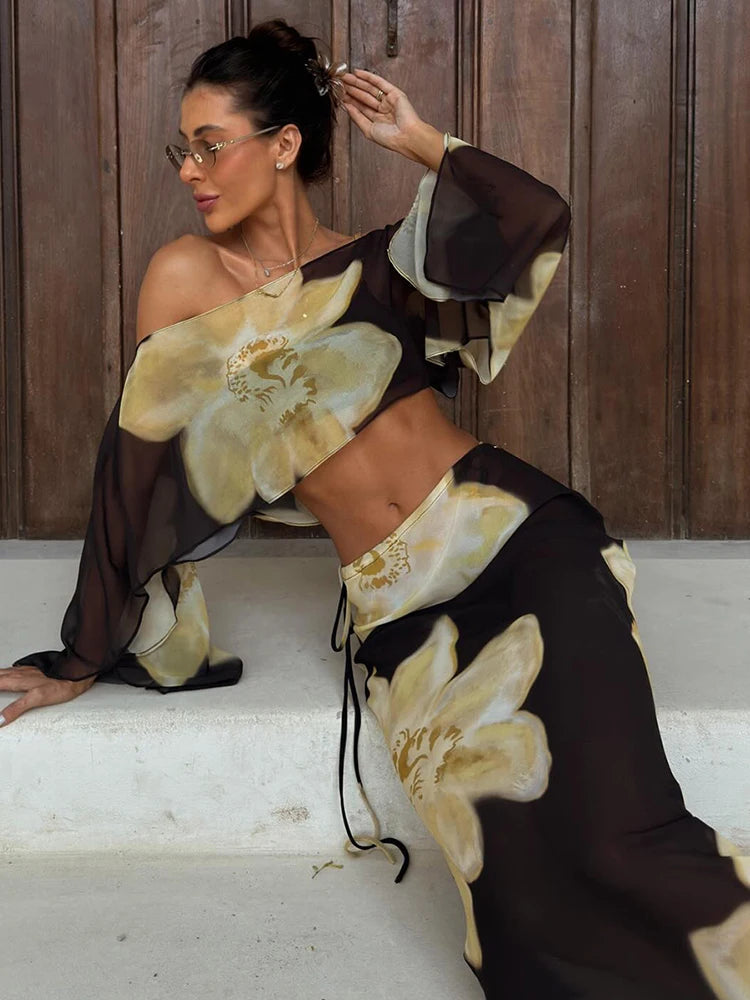 Aveline One Shoulder Two Piece Maxi Skirt Set