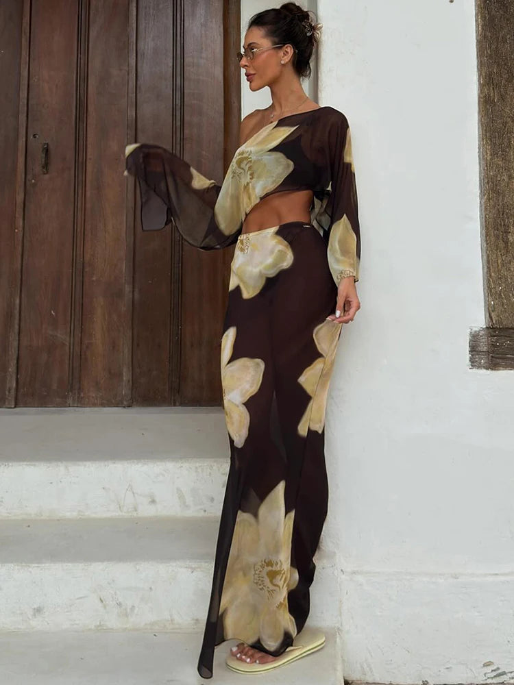 Aveline One Shoulder Two Piece Maxi Skirt Set