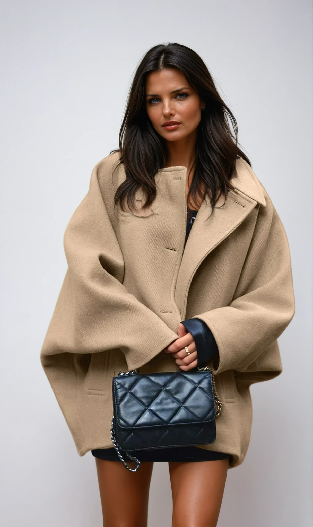 Aveline Oversized Batwing Wool-Blend Coat