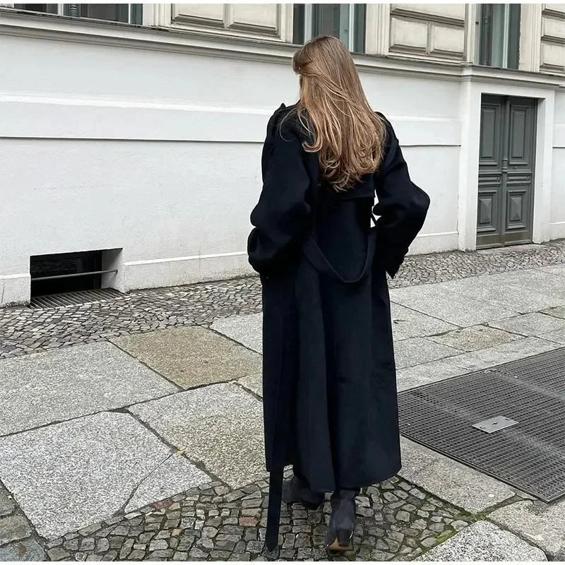 Aveline Oversized Double-Breasted Wool-Blend Long Coat