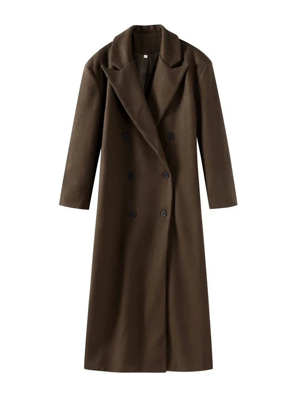 Aveline Oversized Longline Double-Breasted Wool-Blend Coat