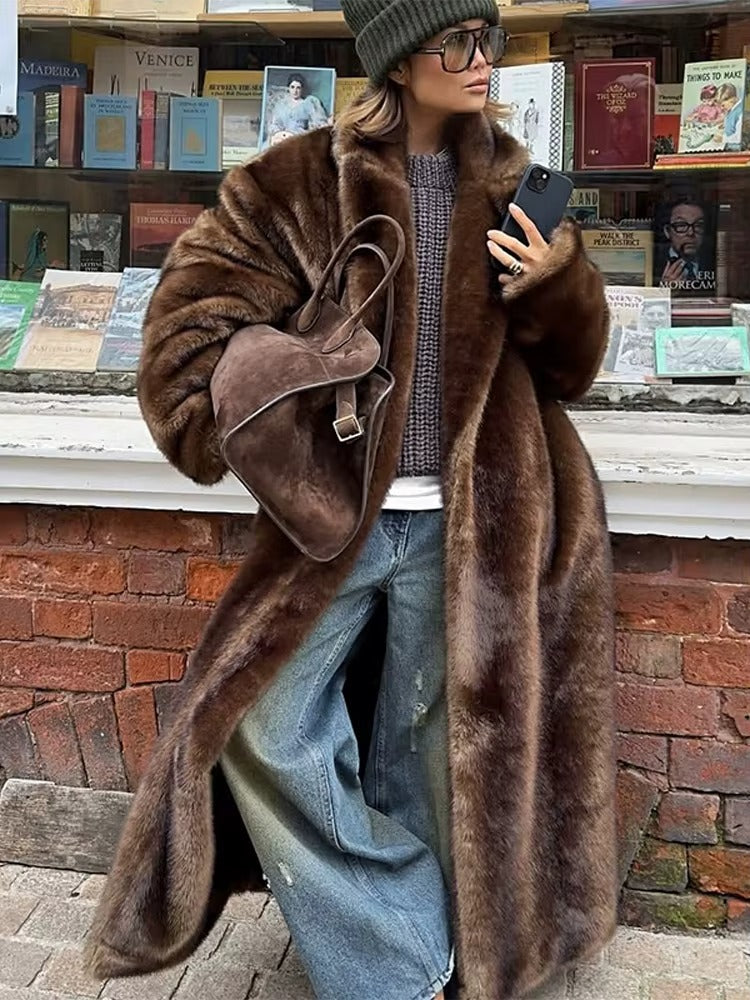Aveline Oversized Longline Faux Fur Winter Coat