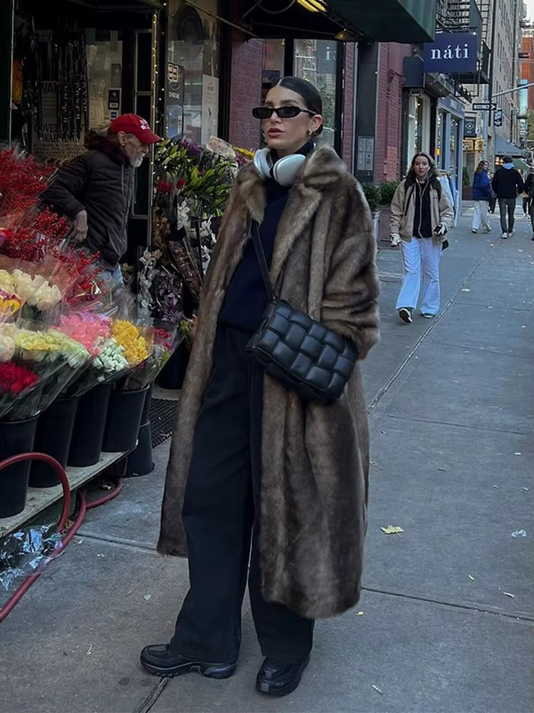 Aveline Oversized Longline Faux Fur Winter Coat