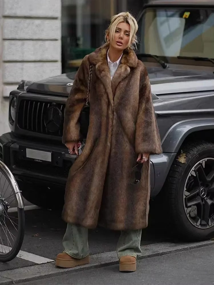 Aveline Oversized Longline Faux Fur Winter Coat