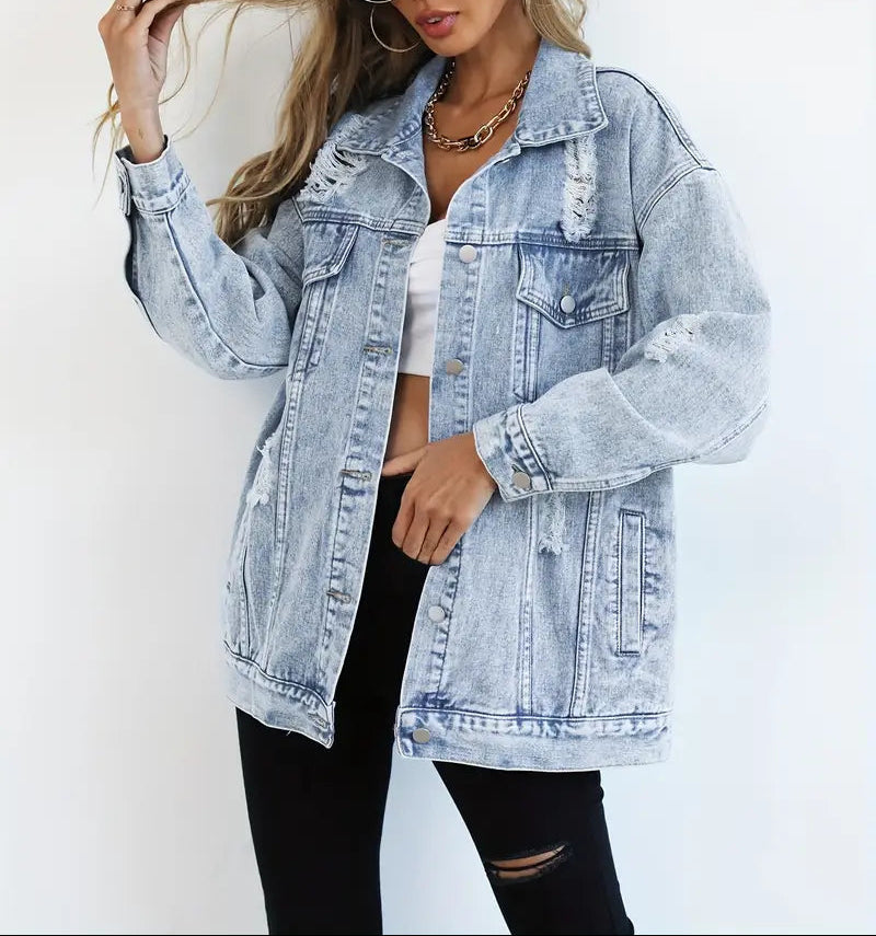 Aveline Oversized Street Style Denim Jacket