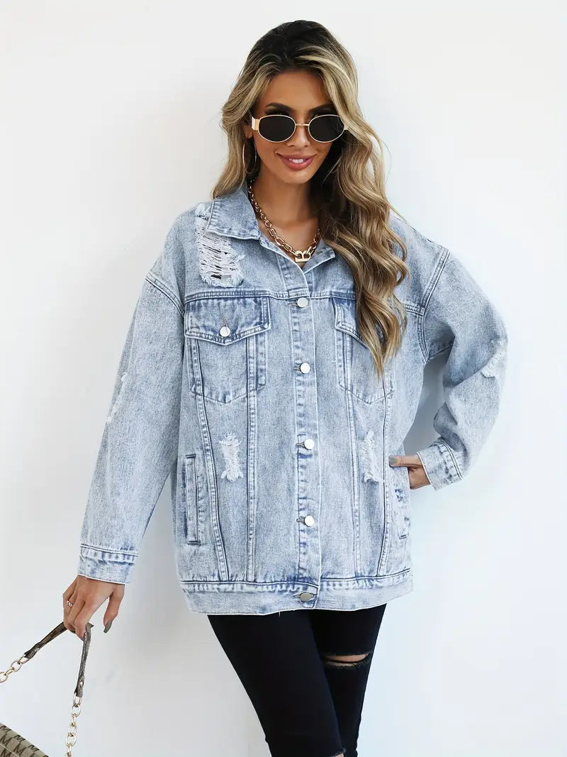 Aveline Oversized Street Style Denim Jacket