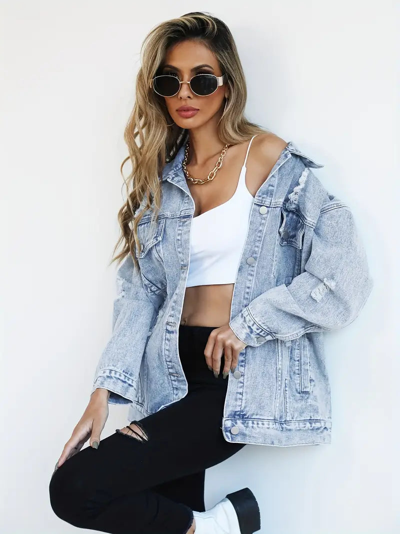 Aveline Oversized Street Style Denim Jacket