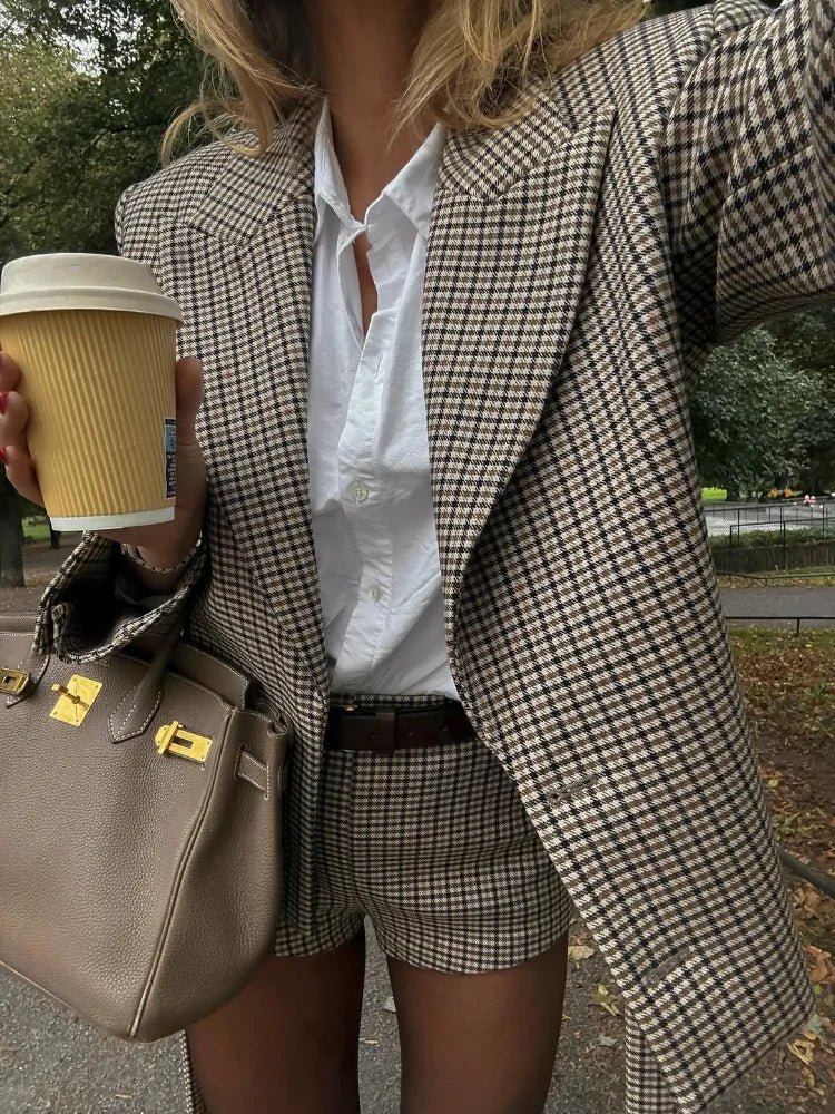 Aveline Plaid Tailored Blazer & Shorts Set